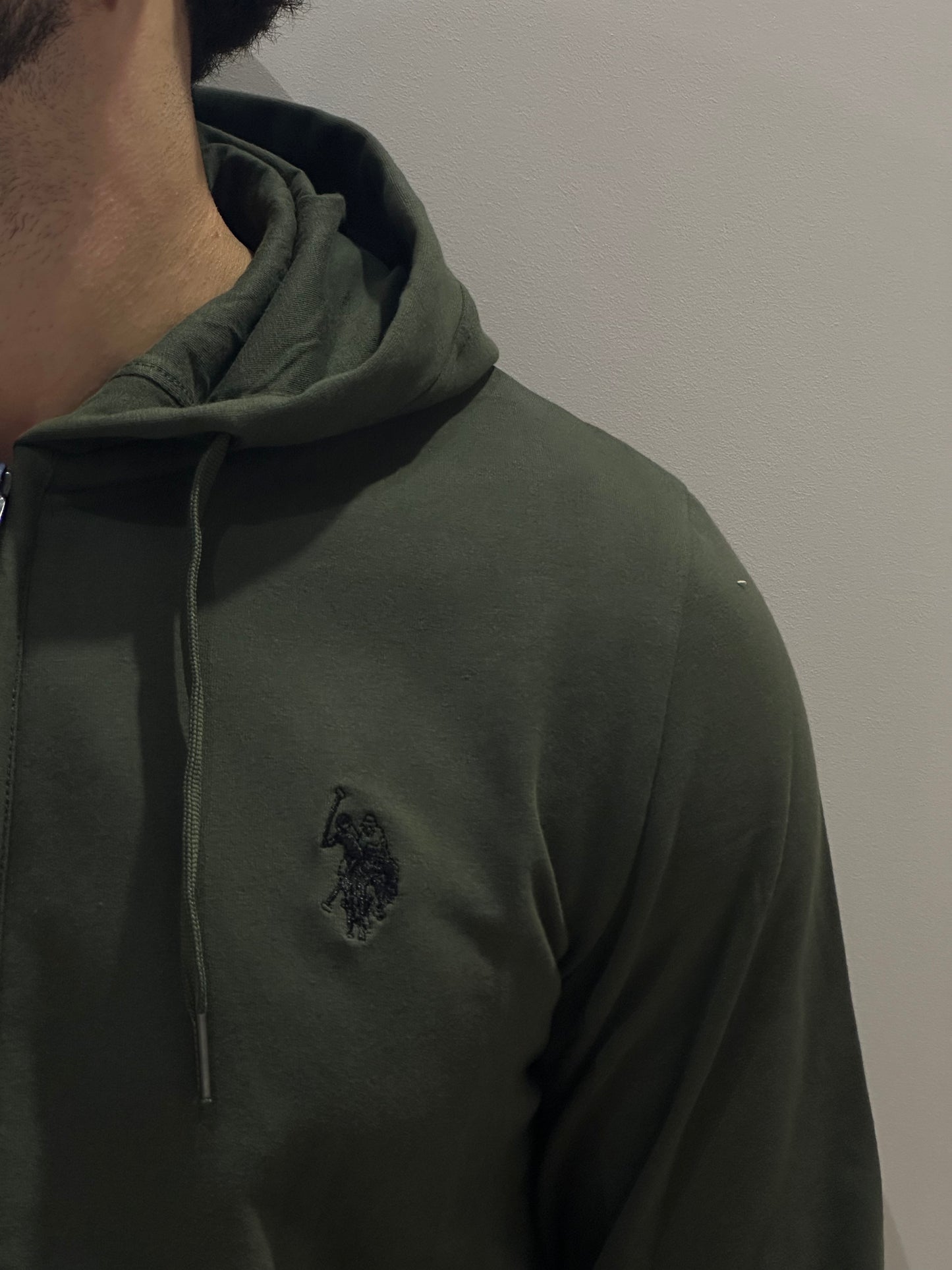Felpa ful zip cappuccio verde militare