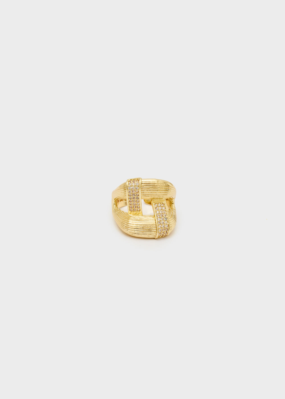Anello rigato triangolare oro pietra cleare