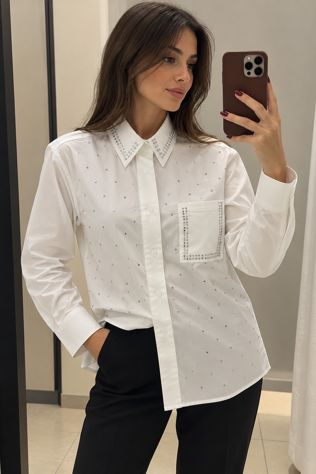 CAMICIA OVER STRASS BIANCO
