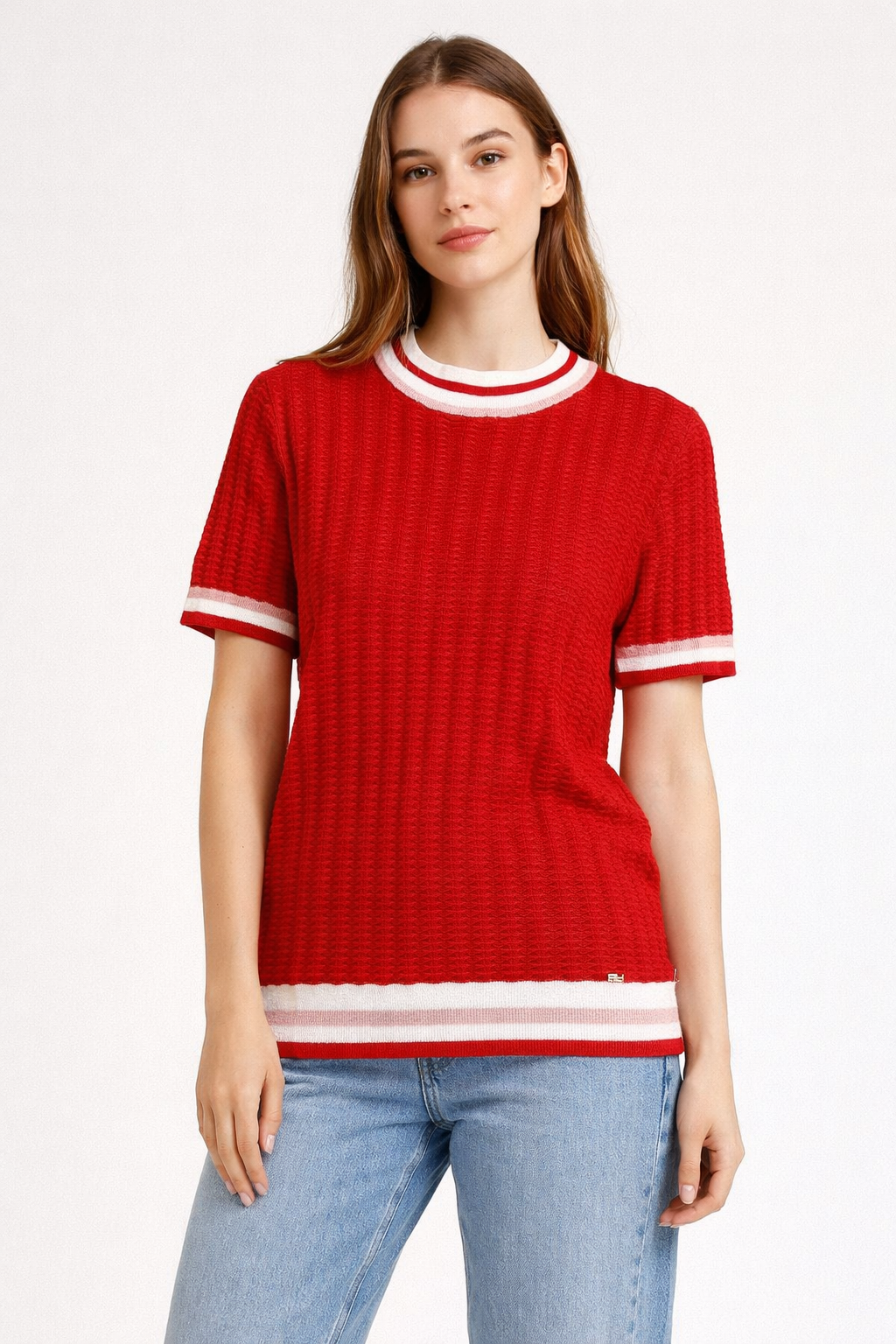 Maglia girocollo con contrasti