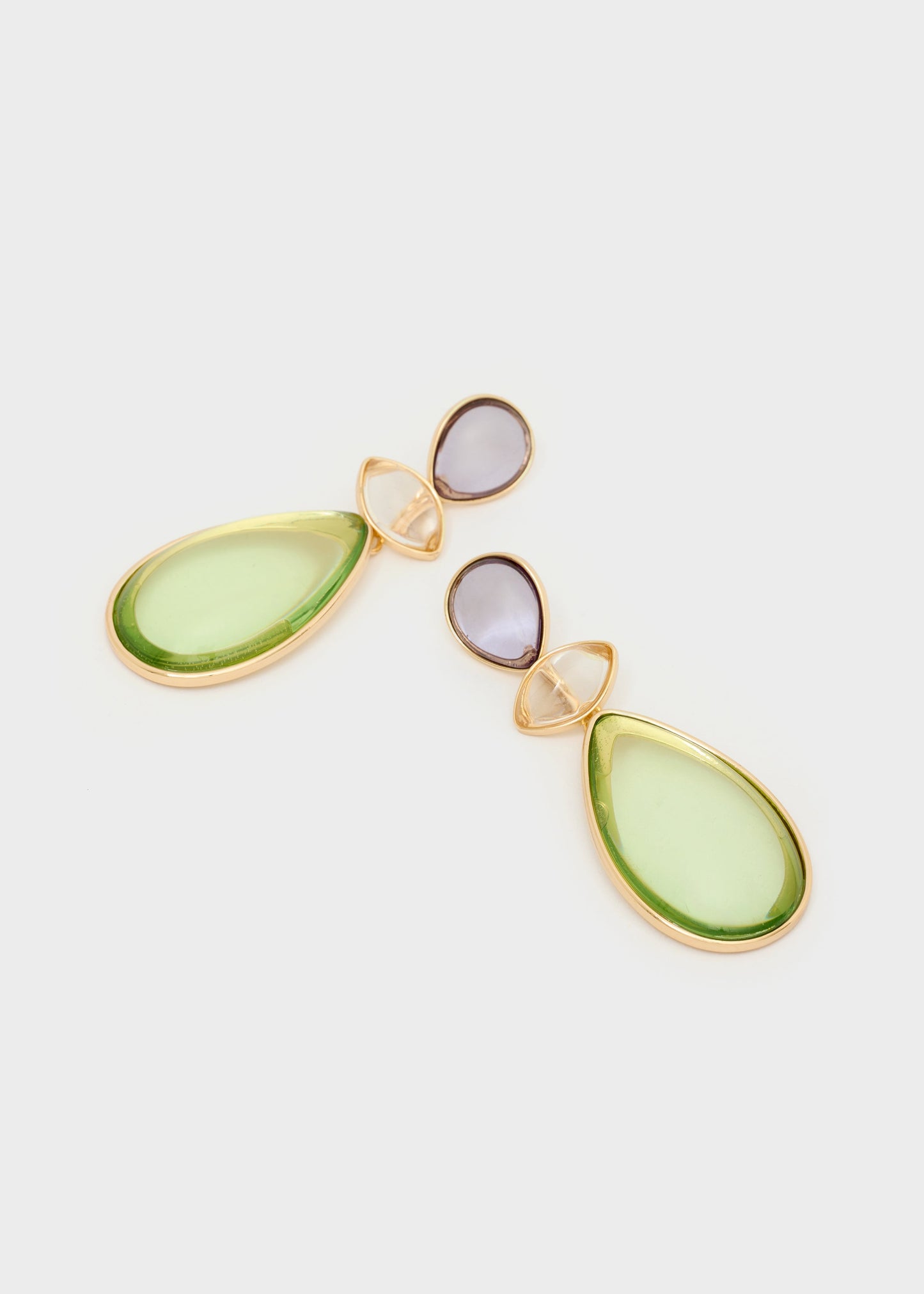 Orecchini pendenti jean verde e oro