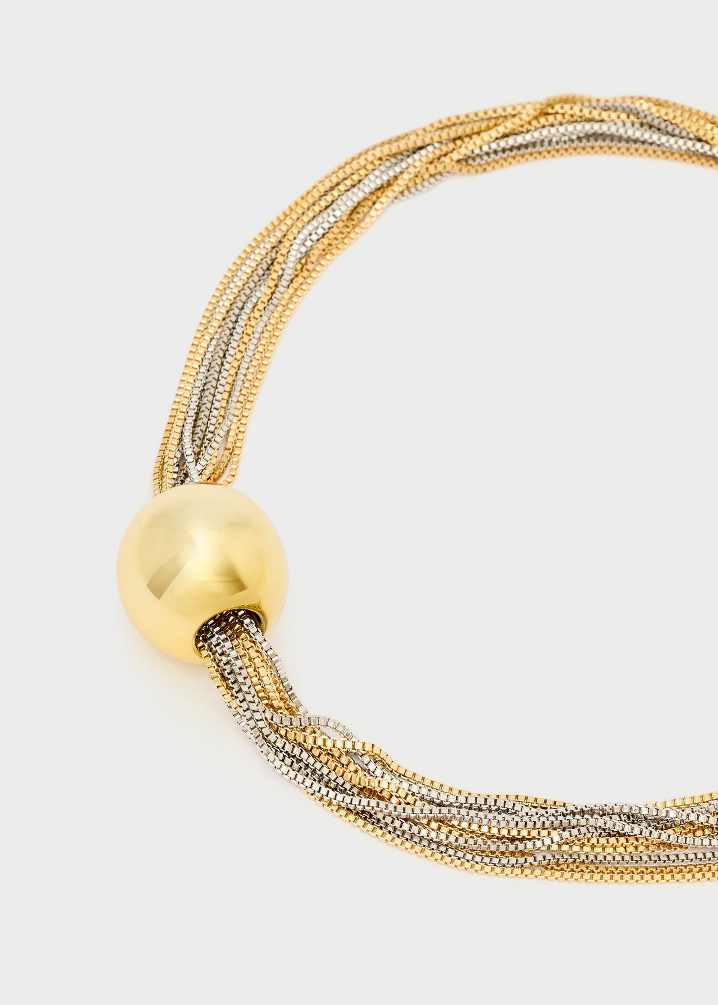 Collana multifilo con sfera oro e argento