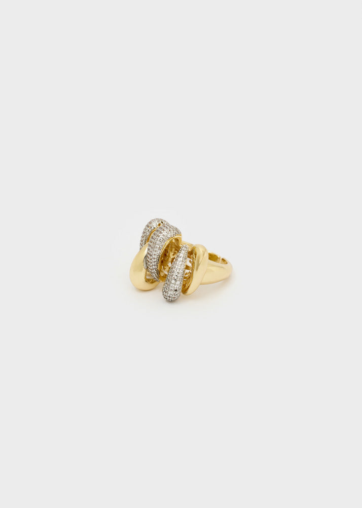 Anello over con pietre argento e oro