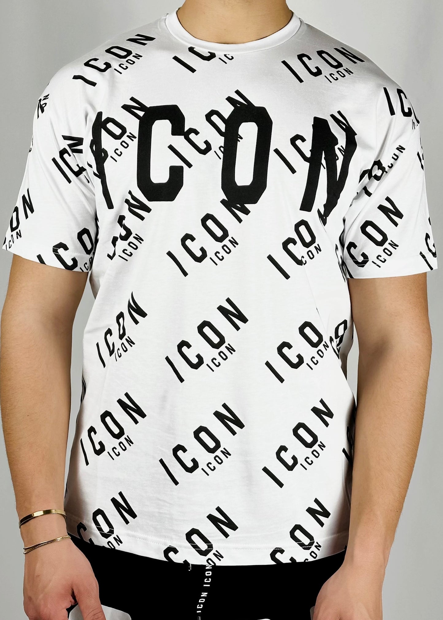 T-shirt con logo stampa all over bianca