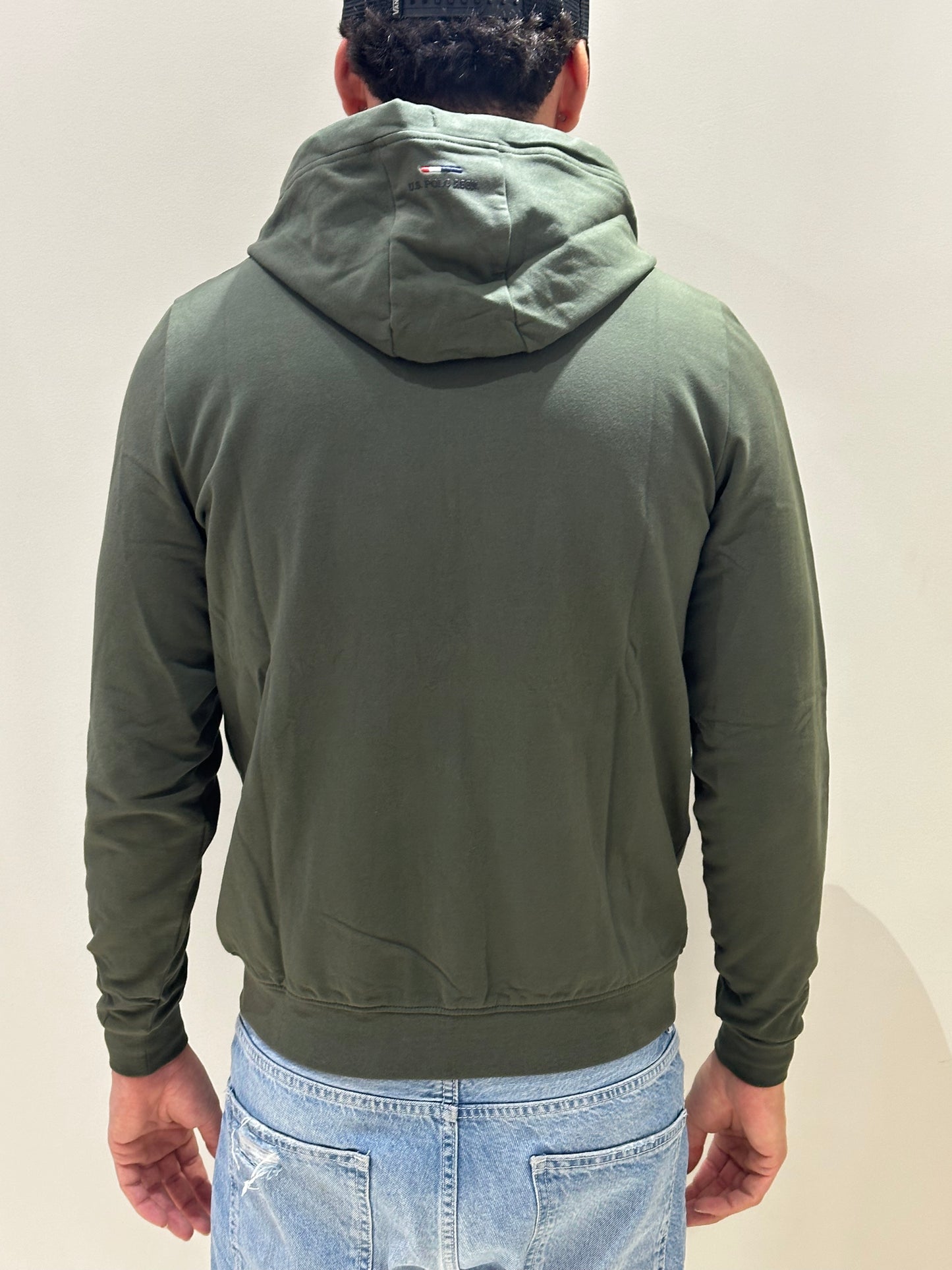 Felpa ful zip cappuccio verde militare