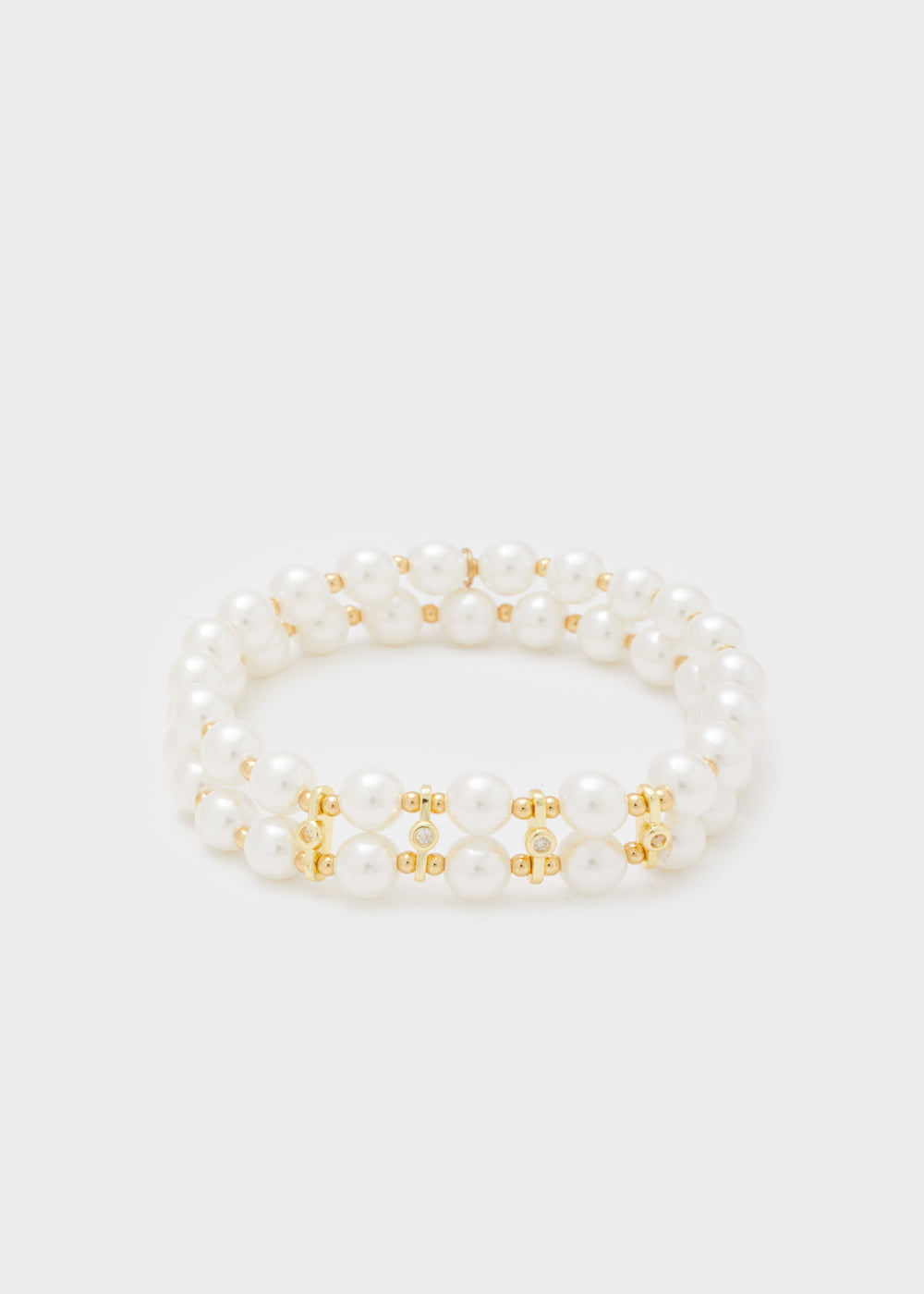 Bracciale two-rows perle bianche