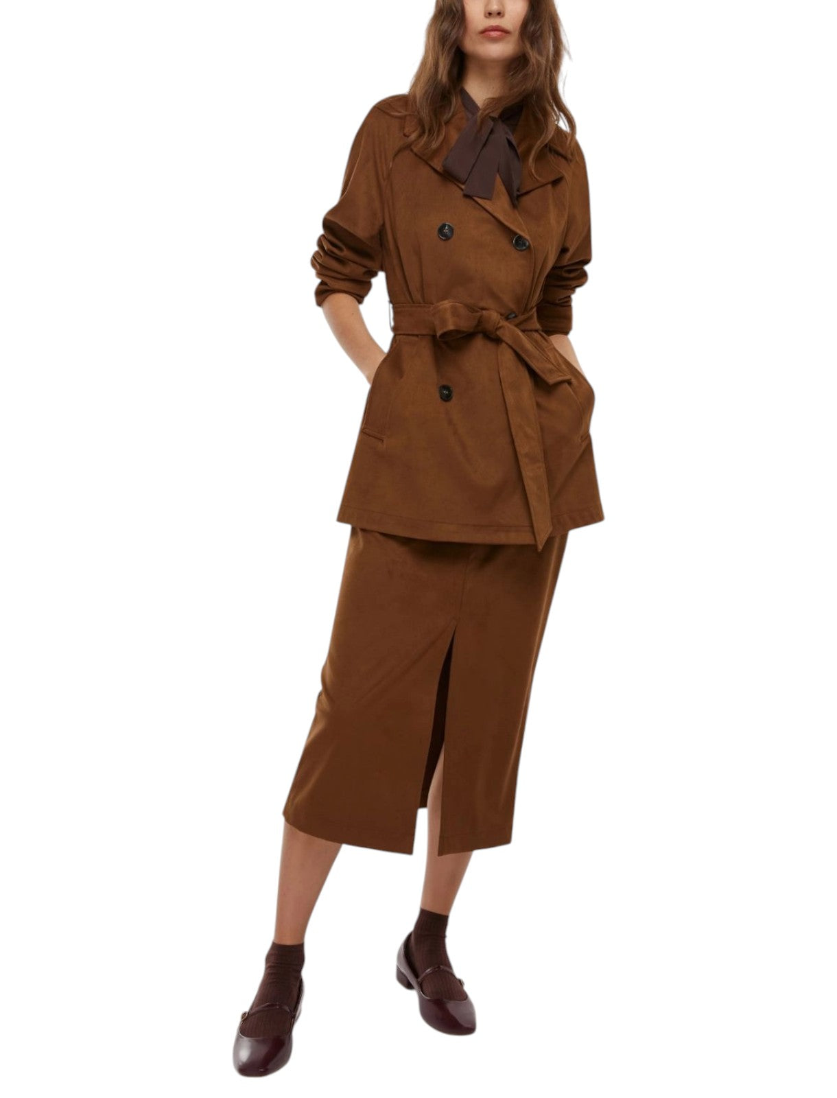 Gonna Dritto jersey suede poliestere
