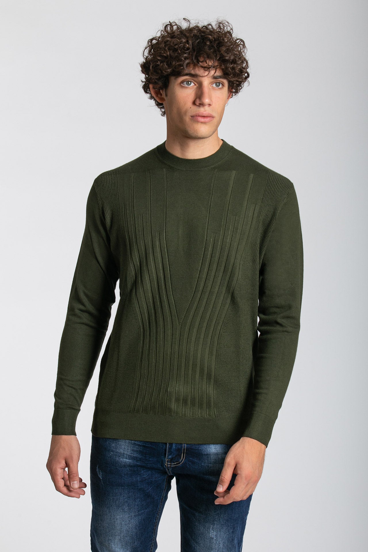 Maglia verde girocollo