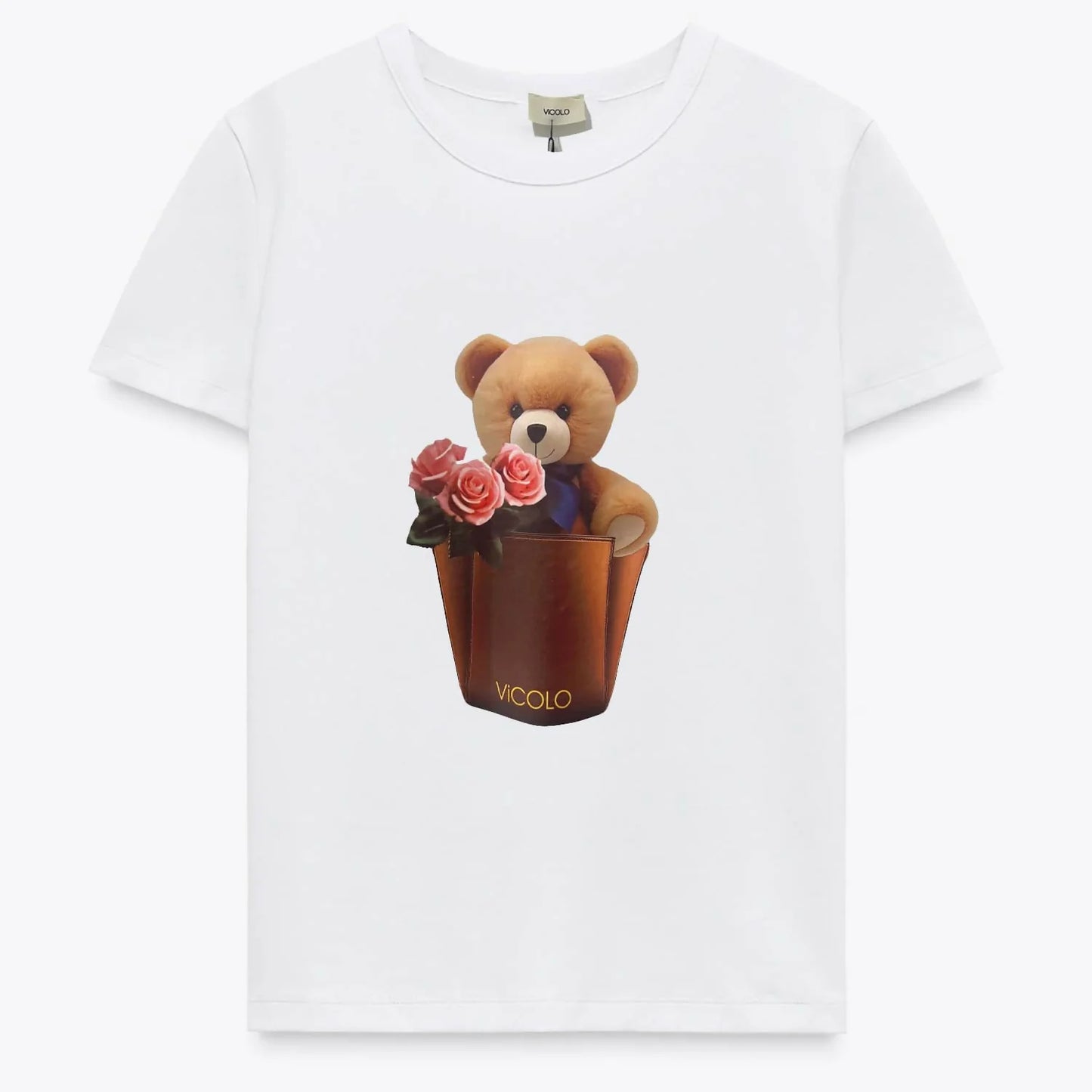 T-shirt Vicolo con stampa teddy sul vaso