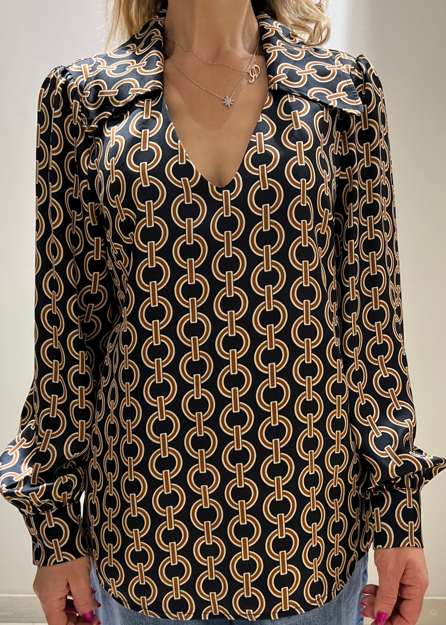 KOCCA BLUSA IORTHAN NERO CAMMELLO F0041 AI24