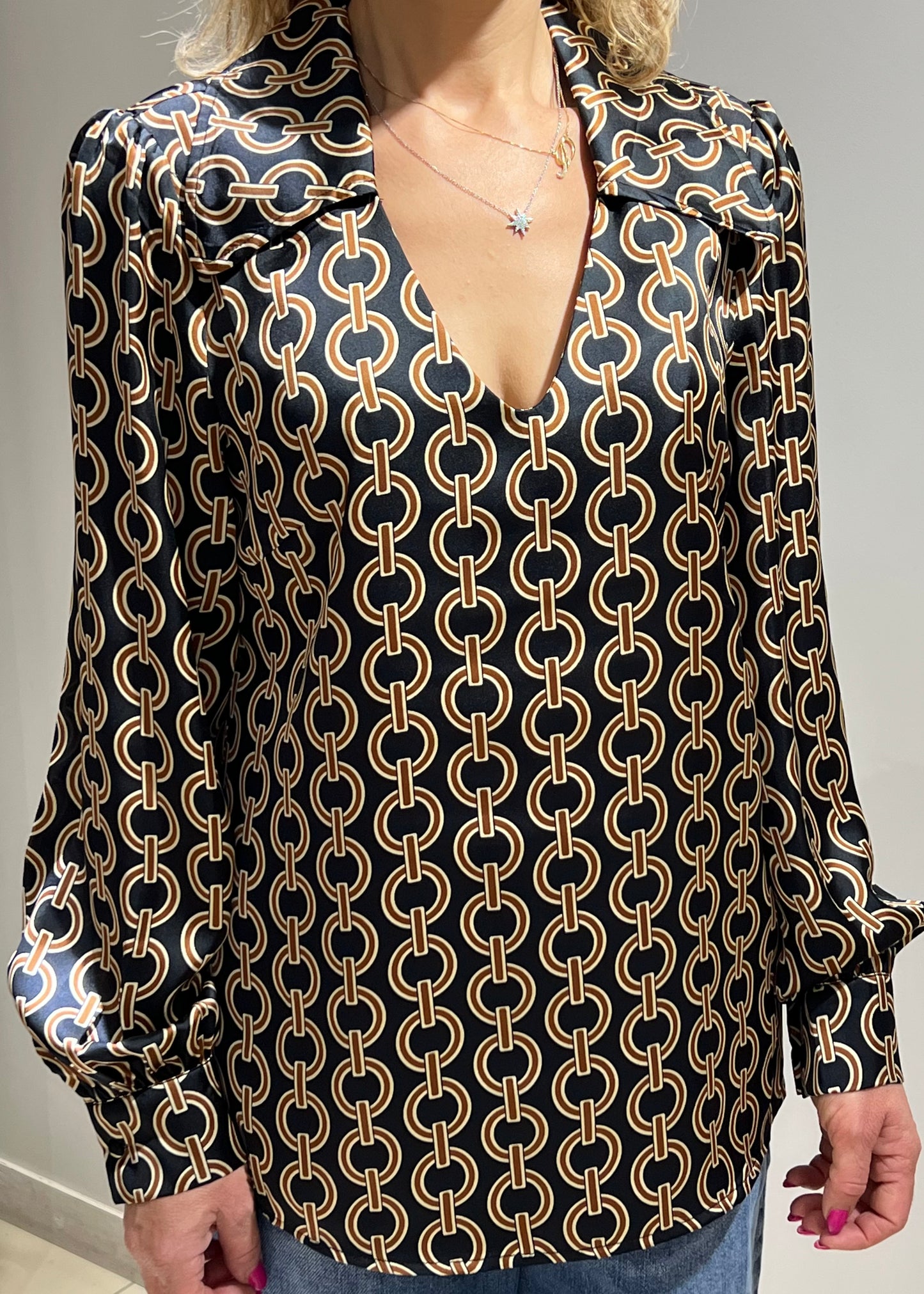 KOCCA BLUSA IORTHAN NERO CAMMELLO F0041 AI24