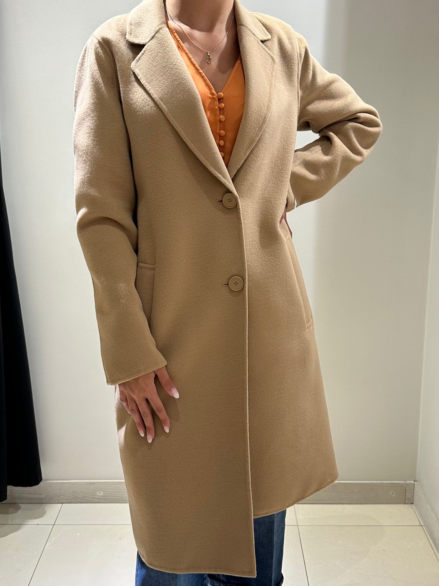 Cappotto monopetto Roam beige