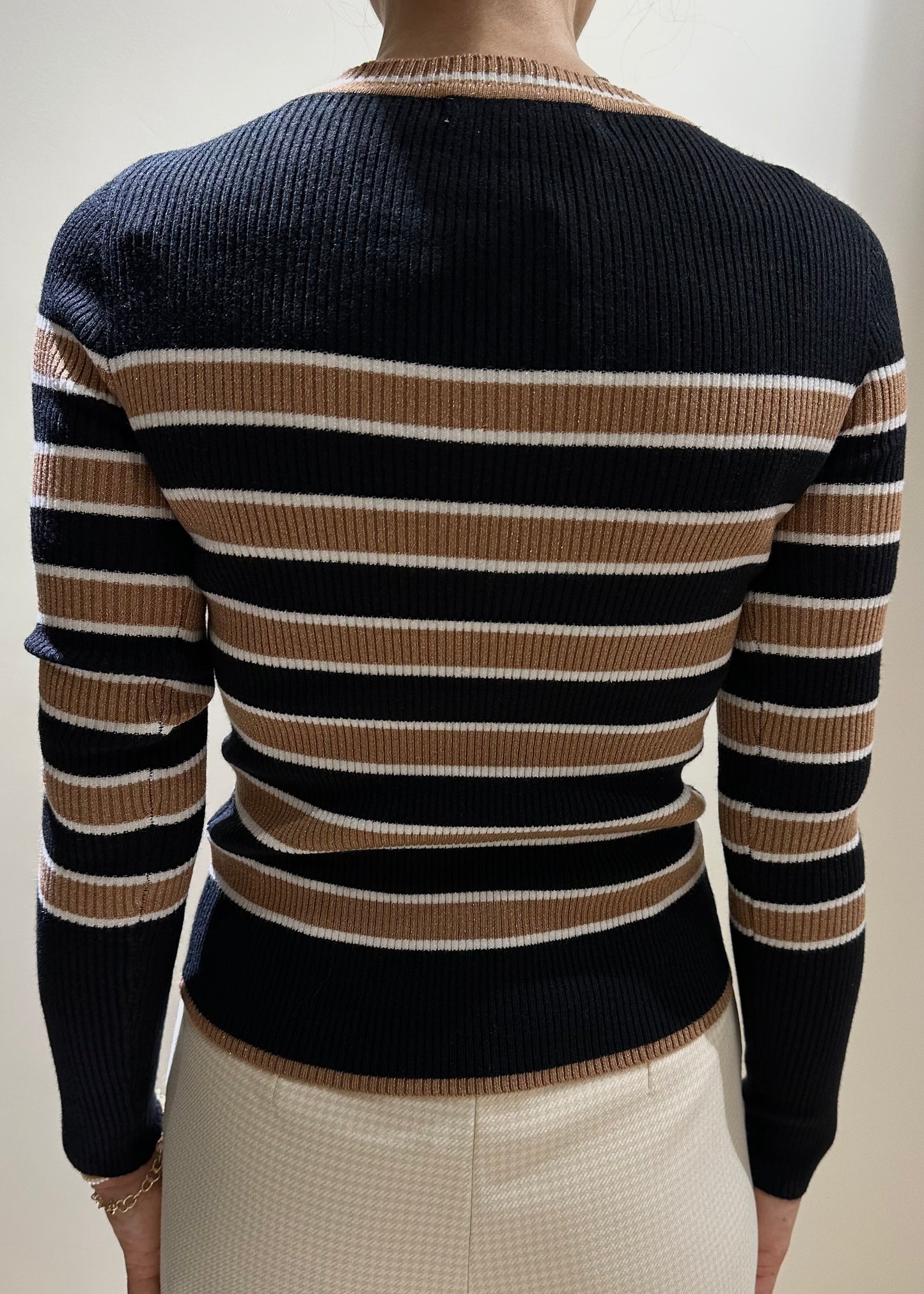 Pullover girocollo marrone nero
