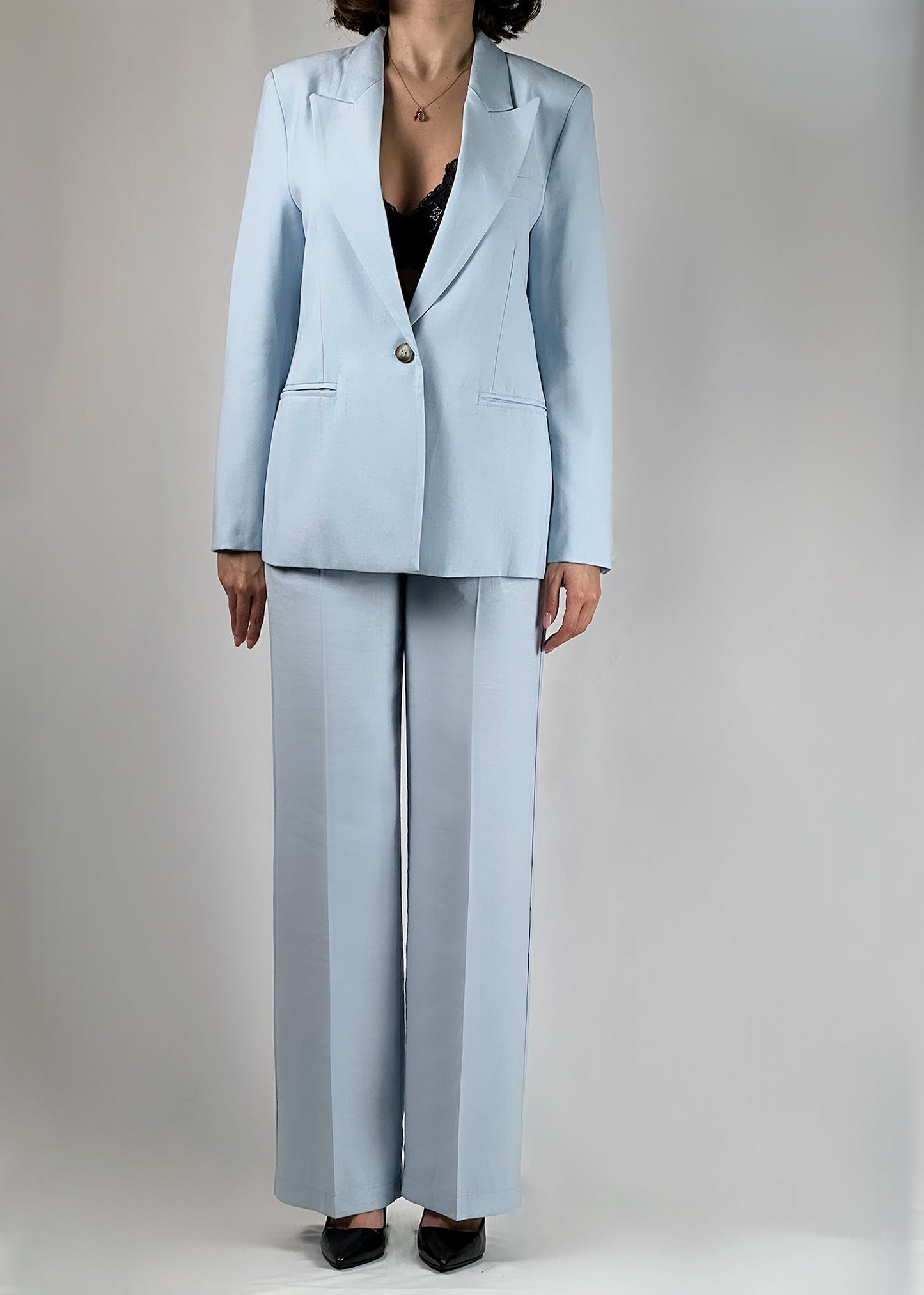 Pantalone lino azzurro
