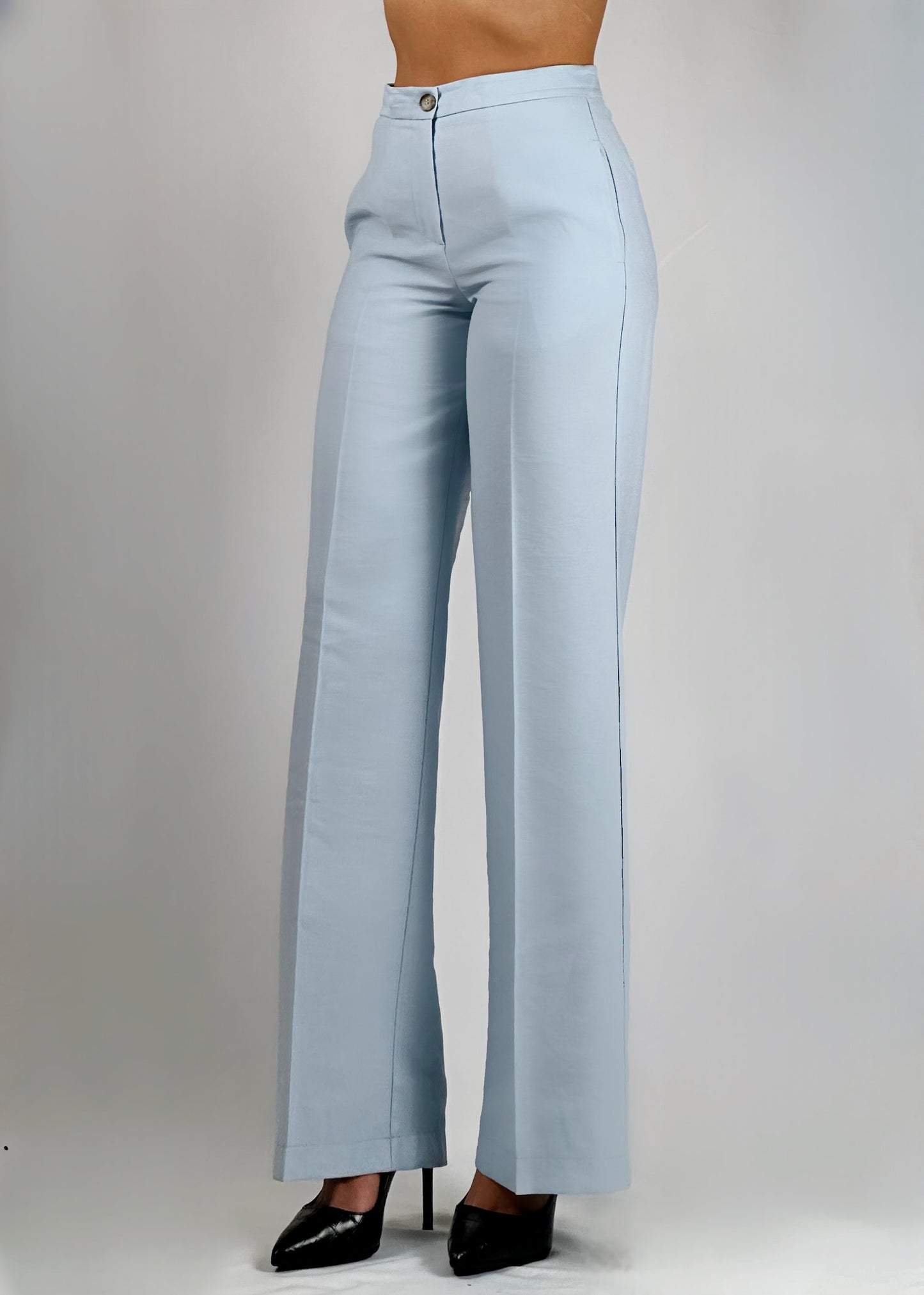 Pantalone lino azzurro