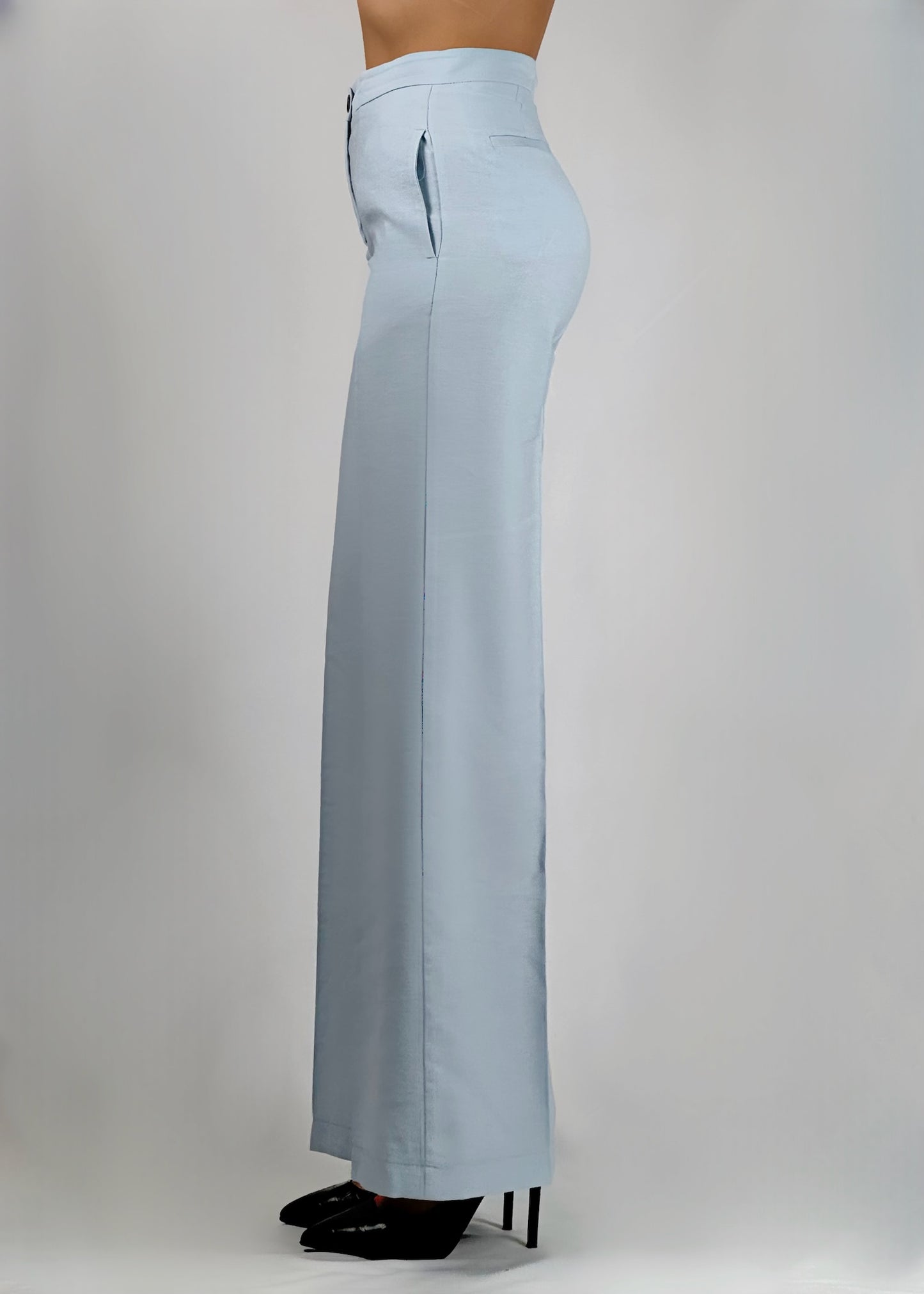 Pantalone lino azzurro