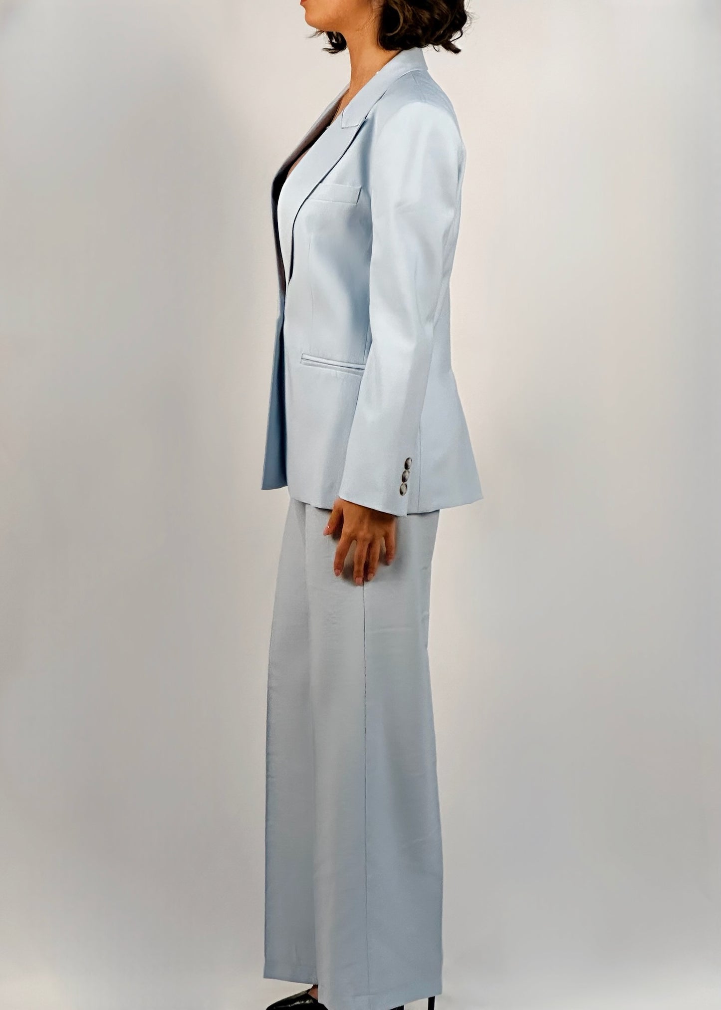 Pantalone lino azzurro
