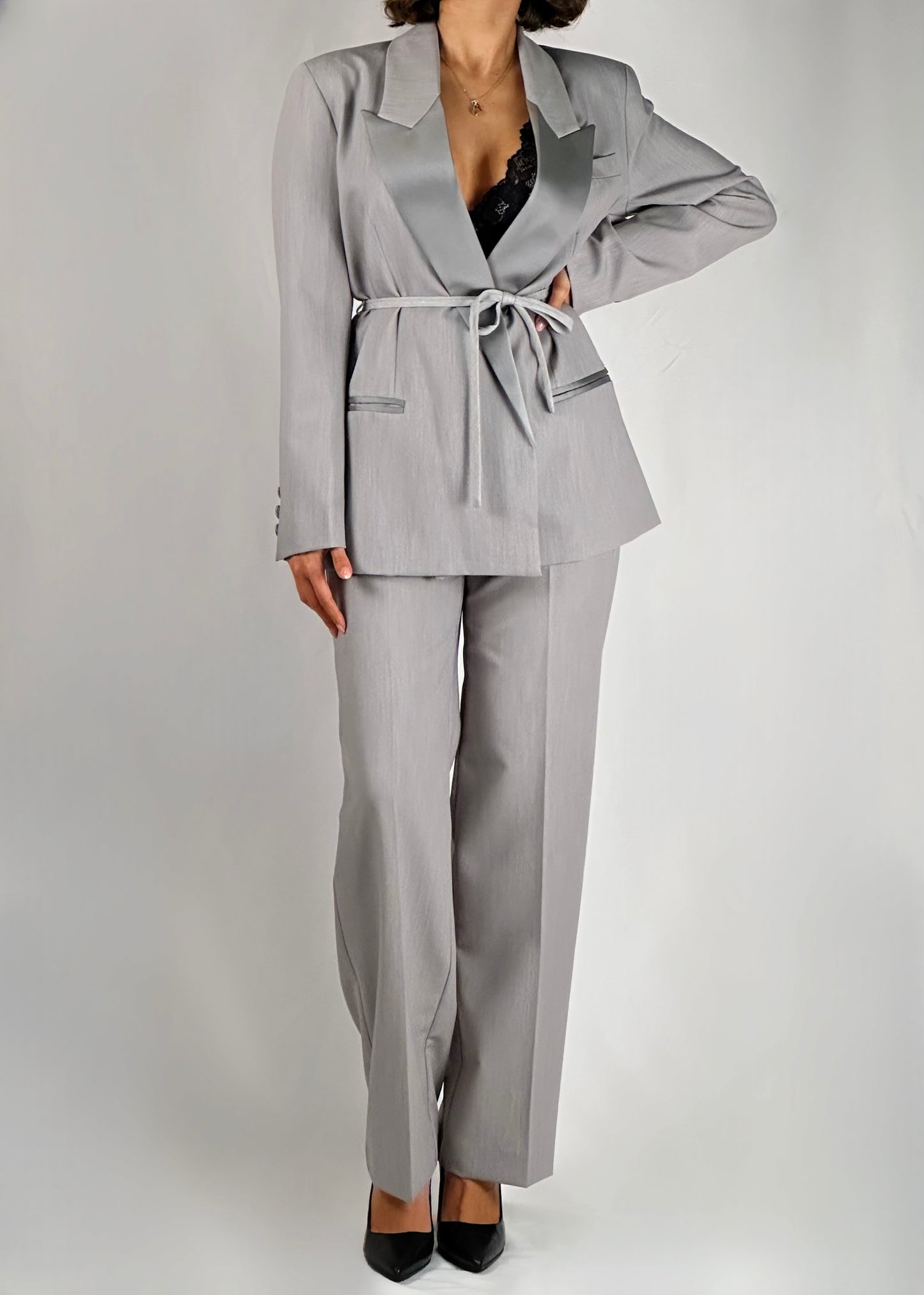 Pantalone Vicolo grigio con raso in vita