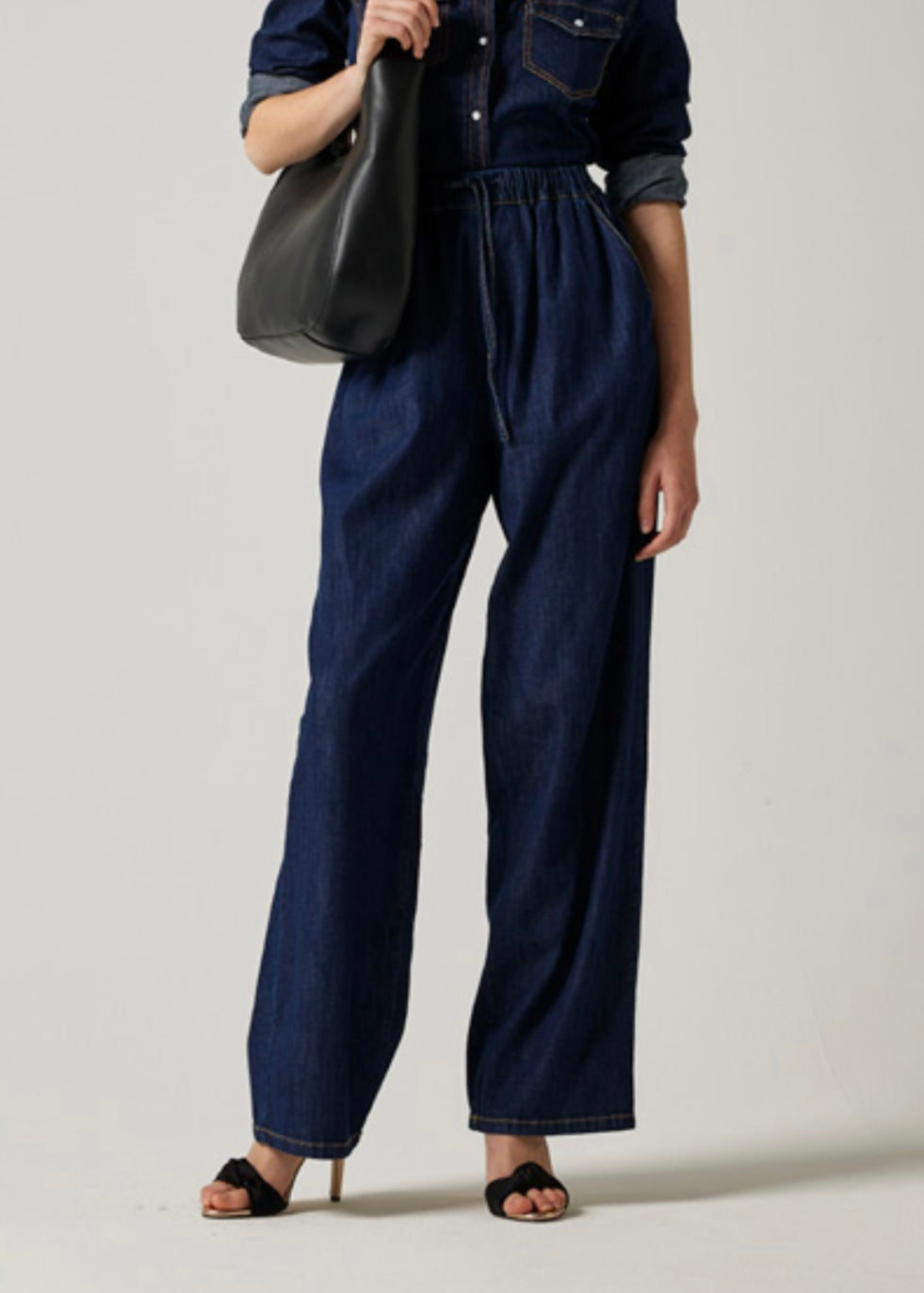 Pantaloni fingere blu denim