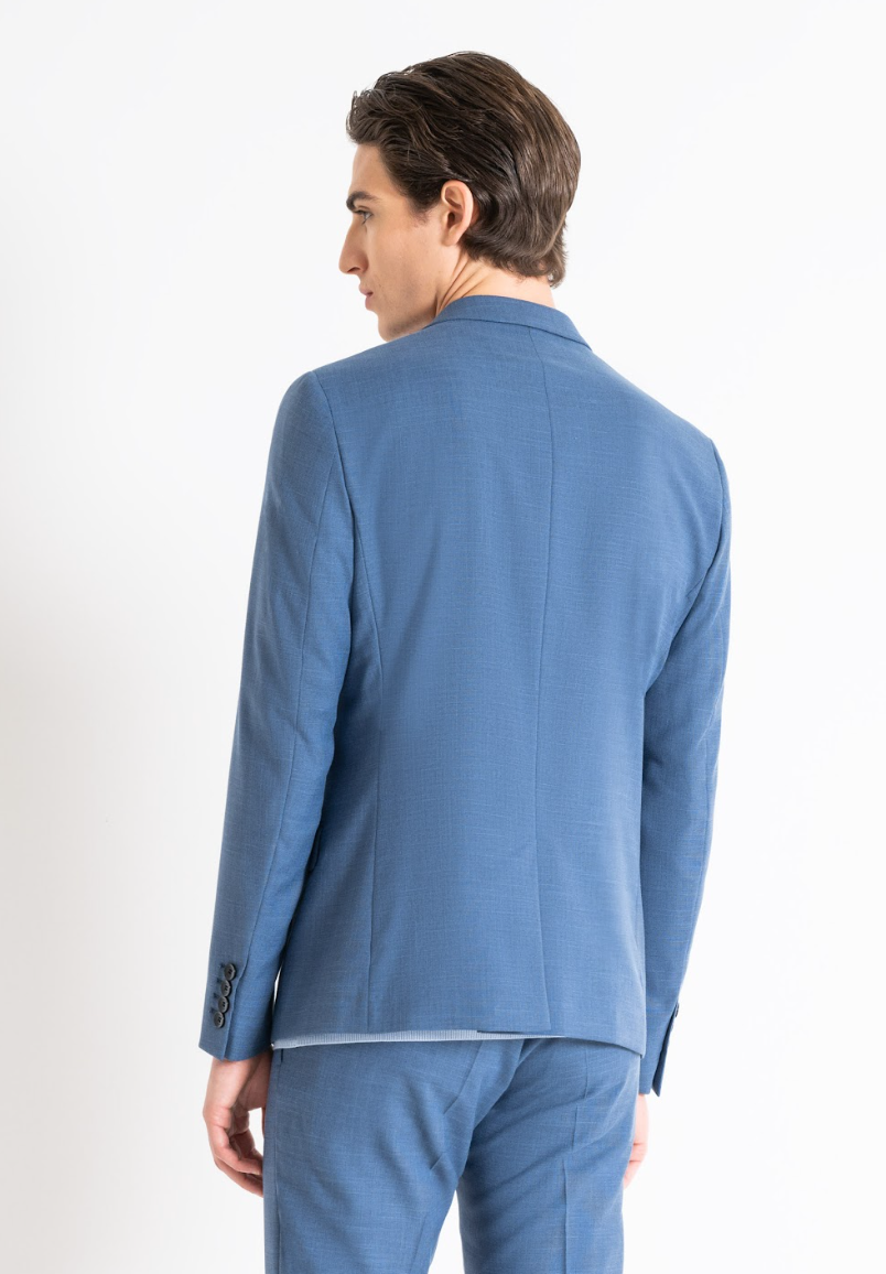 Giacca Bonnie slim fit in tessuto blu avio