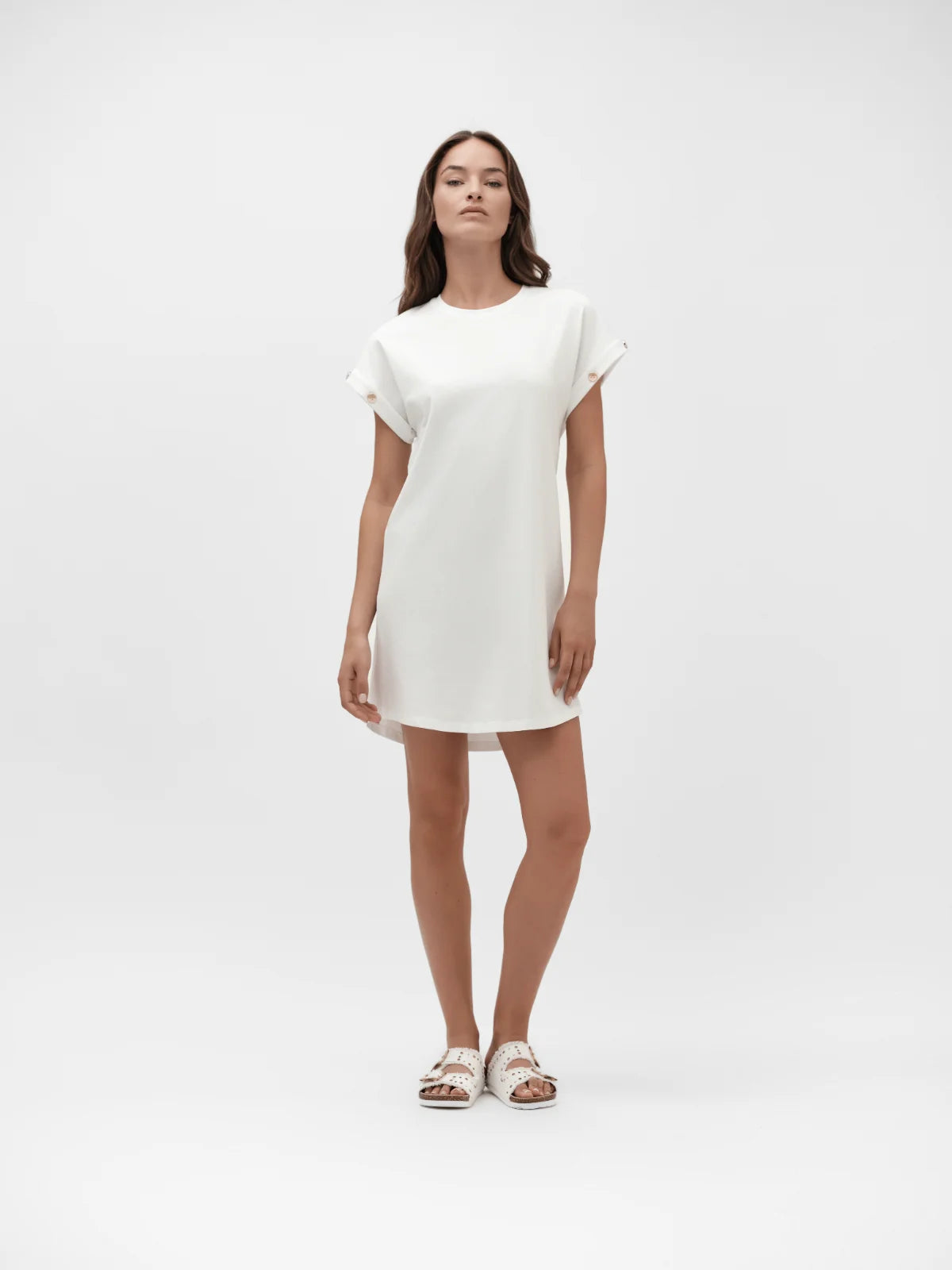 Abito T-Shirt Con Bottoni Oro