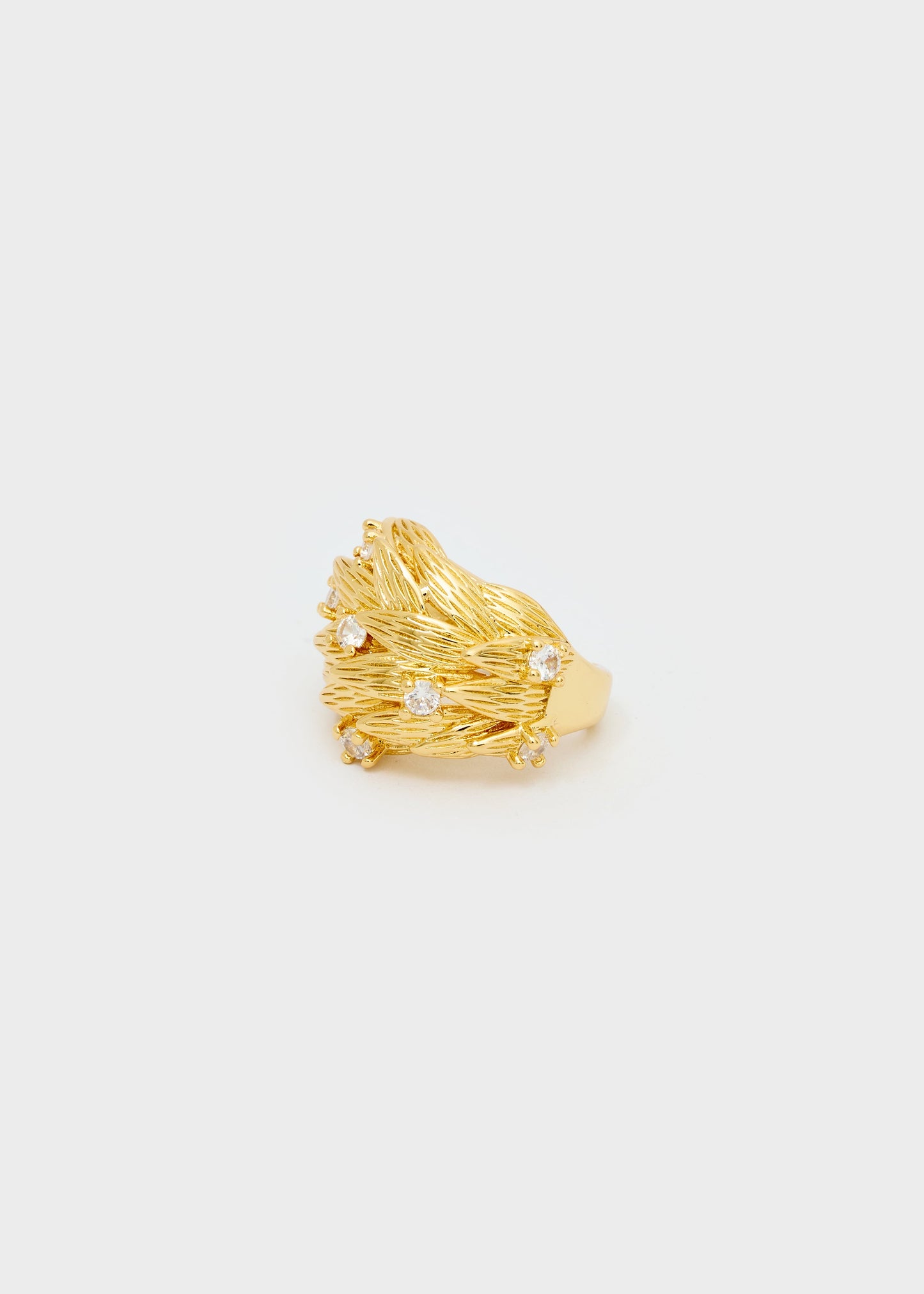 Anello over leaf con pietre oro
