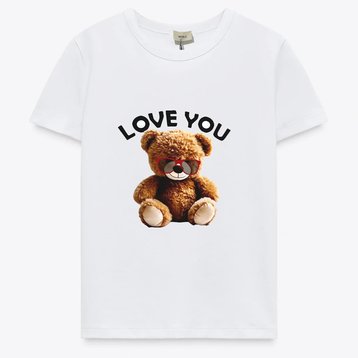 T-shirt Vicolo con teddy e scritta i love you