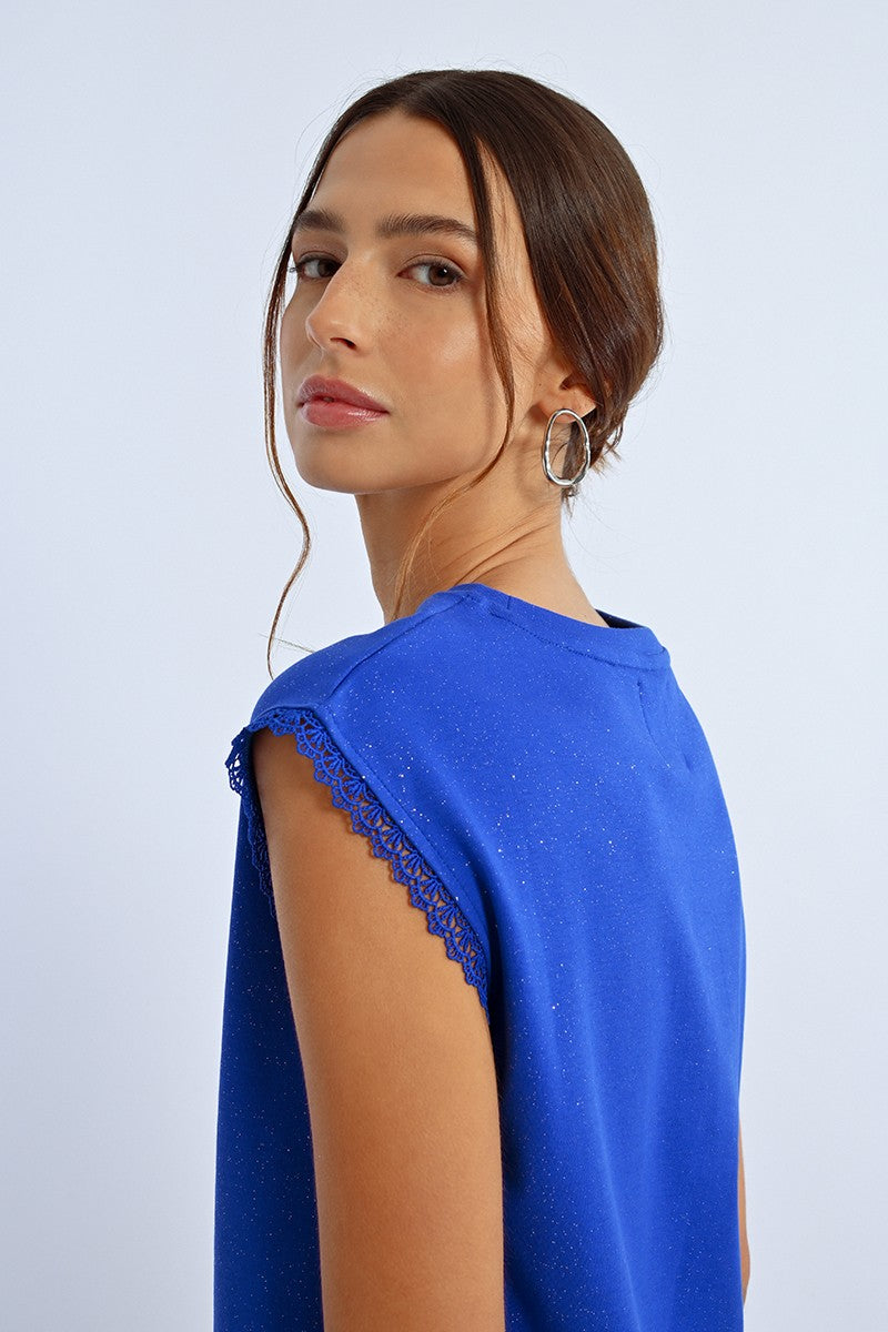 T-shirt Molly Bracken blu royal con lurex