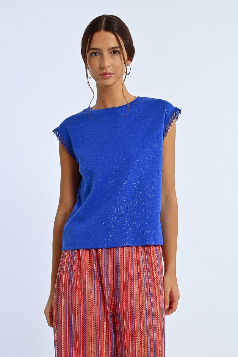 T-shirt Molly Bracken blu royal con lurex