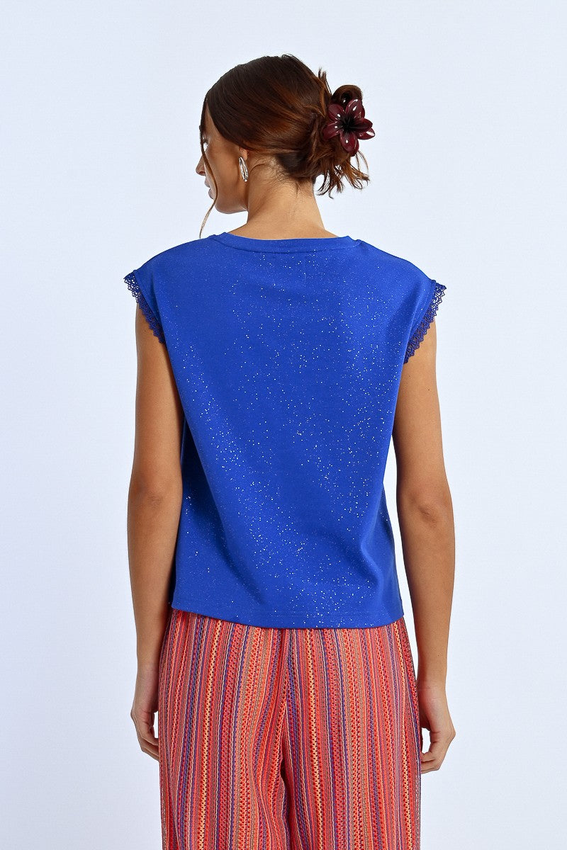 T-shirt Molly Bracken blu royal con lurex