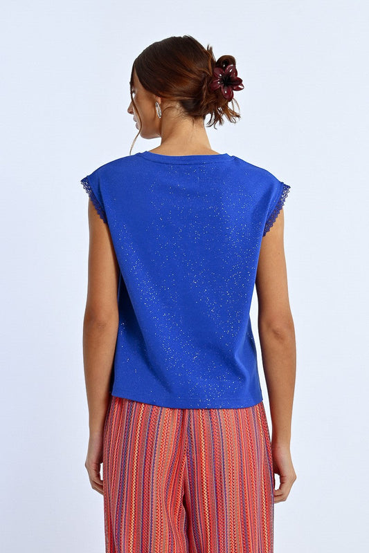 T-shirt Molly Bracken blu royal con lurex