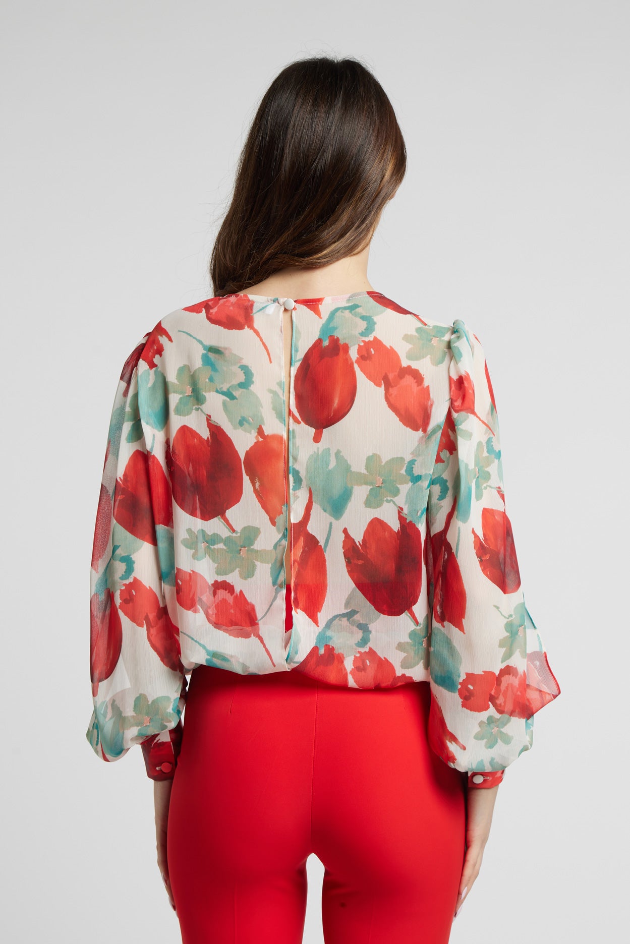 Blusa crepon fantasia+raso