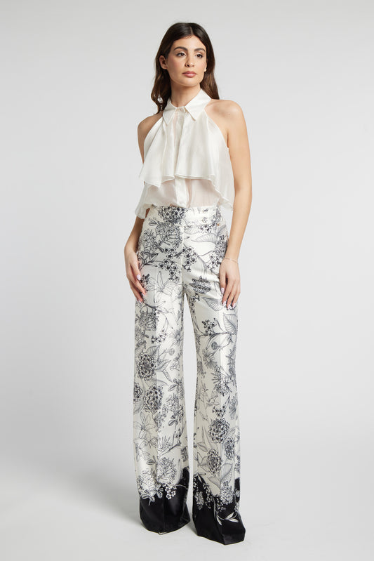 Pantalone in raso nelly stampato