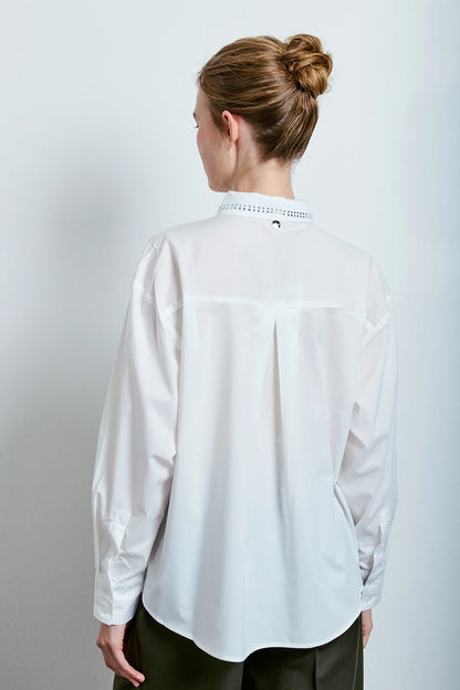CAMICIA OVER STRASS BIANCO
