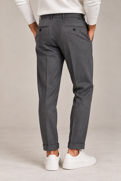 PANT. 'TAPERED FIT' 1 PINCE TASCHE DOPPIO