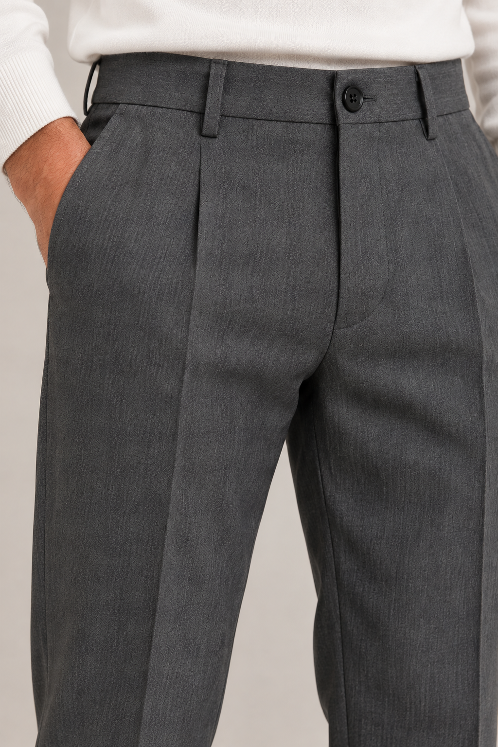 PANT. 'TAPERED FIT' 1 PINCE TASCHE DOPPIO