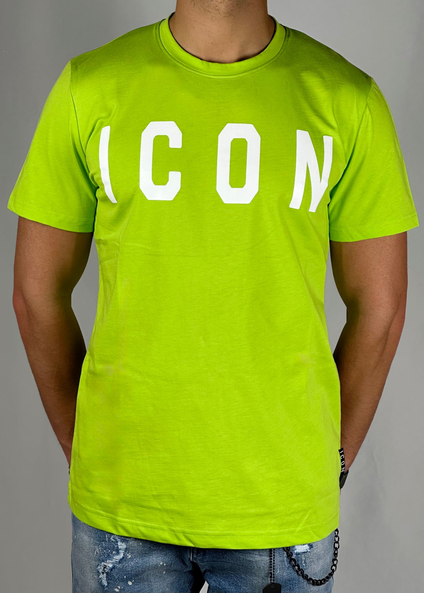 T-shirt fluo con logo bianco