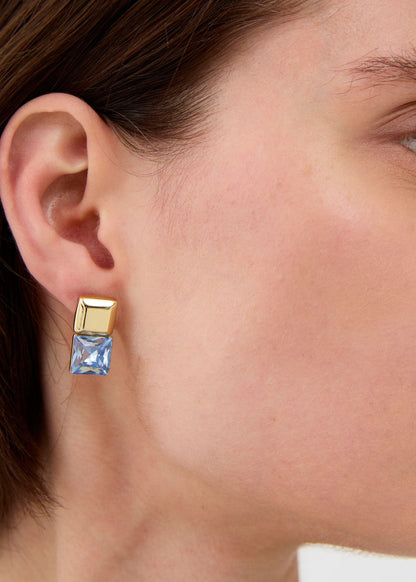 Orecchini Lucy con pietra celeste e oro