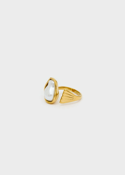 Anello aperto con perla oro