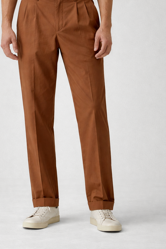 Pantalone doppia pince cotone supima