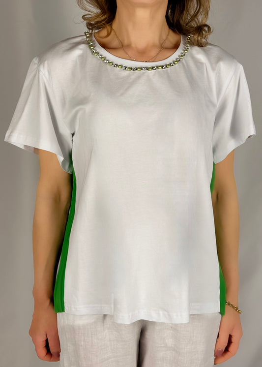 T-shirt 014826 bianco/verde