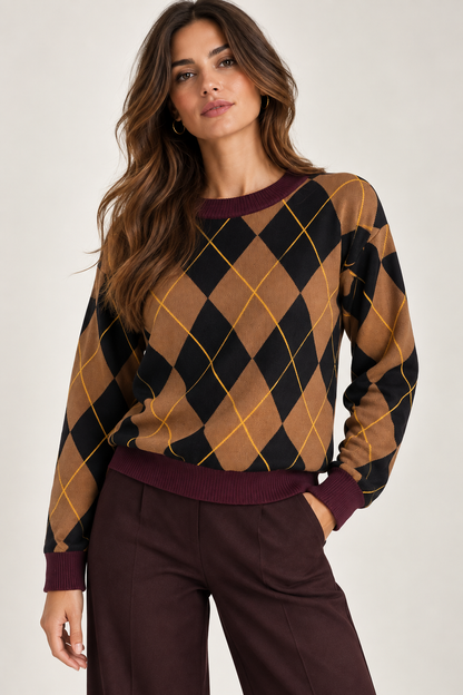 MAGLIA GIROCOLLO JACQUARD ROMBI