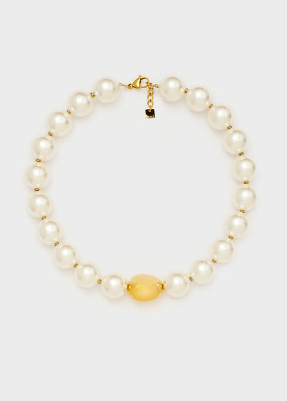 Collana pearl con elemento sfera oro