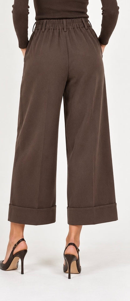 PANTALONE CROPPED CON RISVOLTO DAINETTO