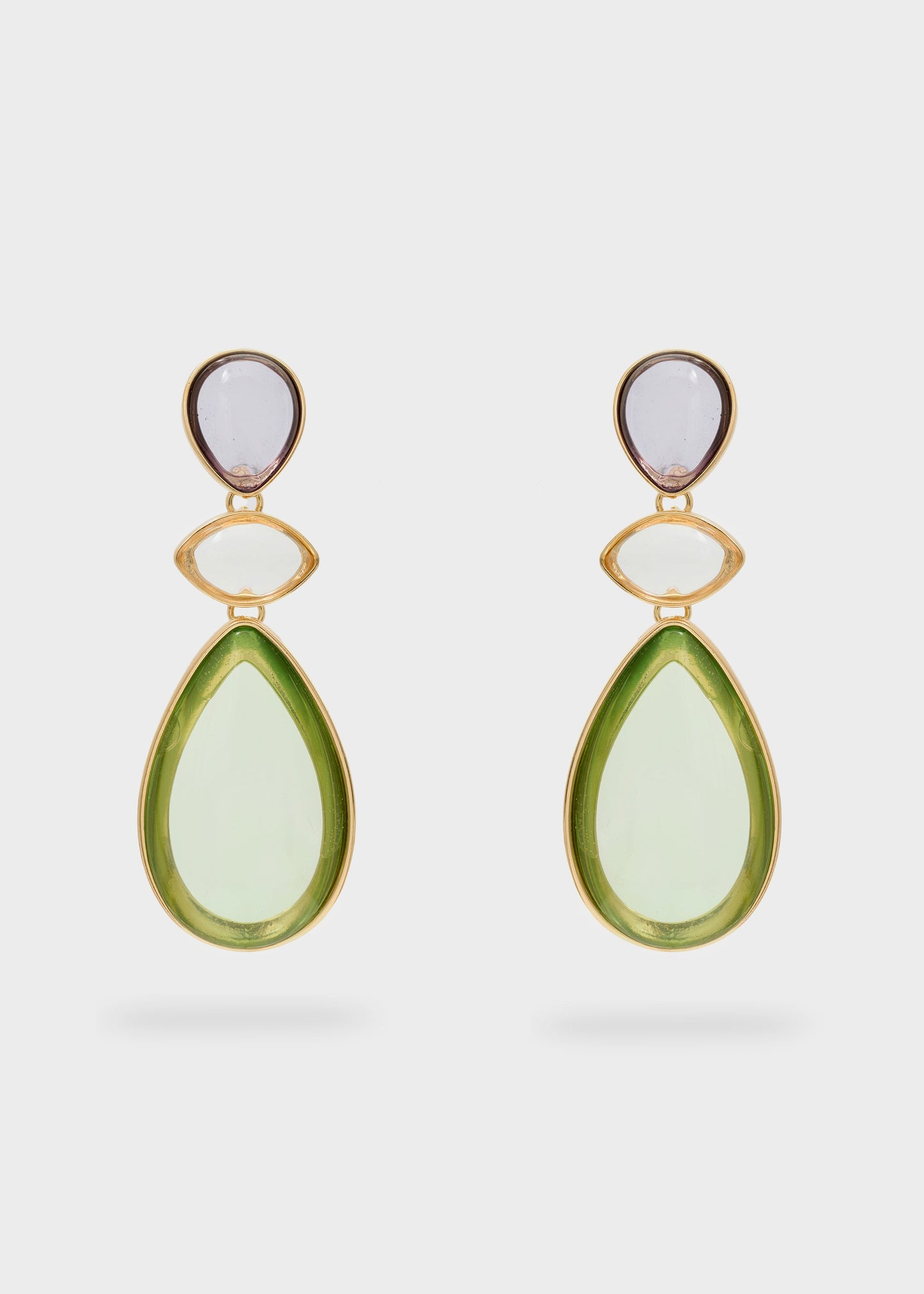 Orecchini pendenti jean verde e oro