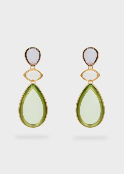 Orecchini pendenti jean verde e oro