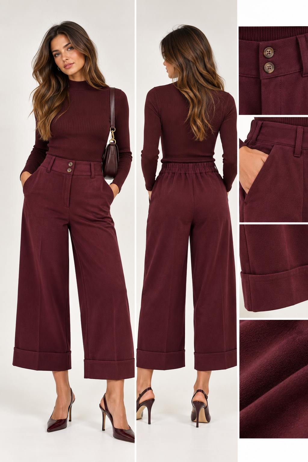 PANTALONE CROPPED CON RISVOLTO DAINETTO