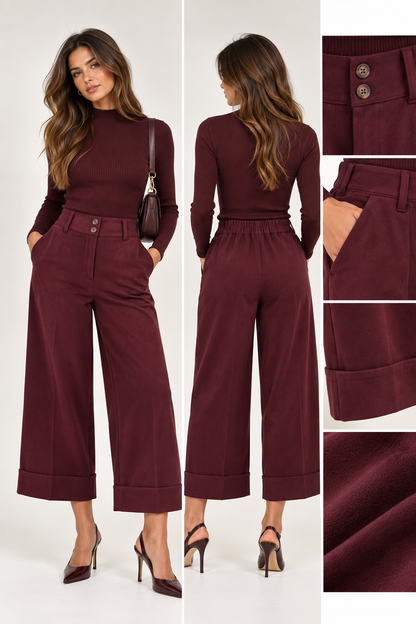 PANTALONE CROPPED CON RISVOLTO DAINETTO