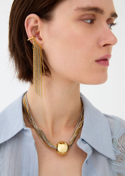 Collana multifilo con sfera oro e argento