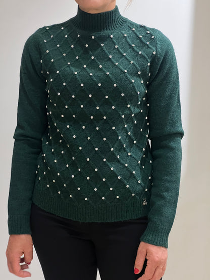 Maglia dolcevita con pietre